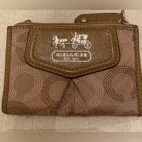 Coach Tan and Gold Signature Wallet - Picture 1 of 4